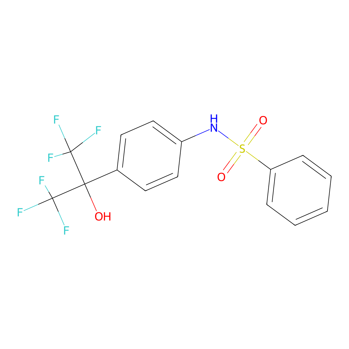 N-[4-(1,1,1,3,3,3-hexafluoro-2-hydroxypropan-2-yl)phenyl]benzenesulfonamide molecular structure, CAS 76856-51-4
