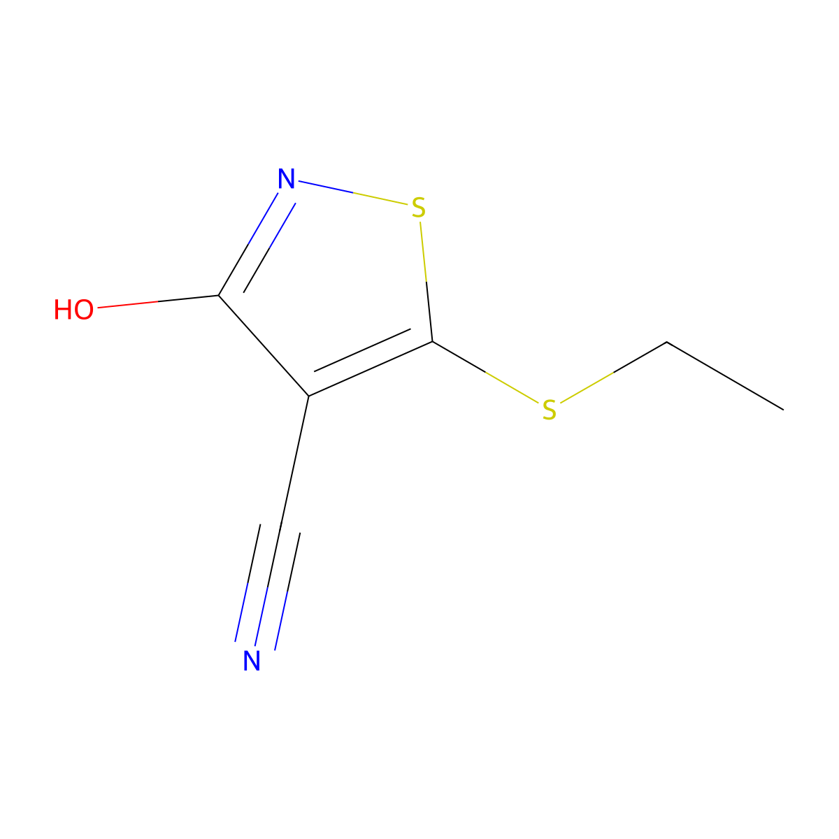 5-(Ethylsulfanyl)-3-hydroxy-1,2-thiazole-4-carbonitrile molecular structure, CAS 76857-13-1