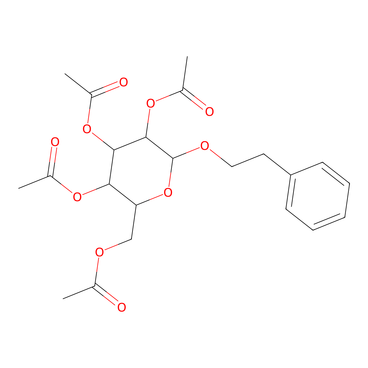 b-Phenylethyl b-D-Glucoside Tetraacetate molecular structure, CAS 76870-87-6