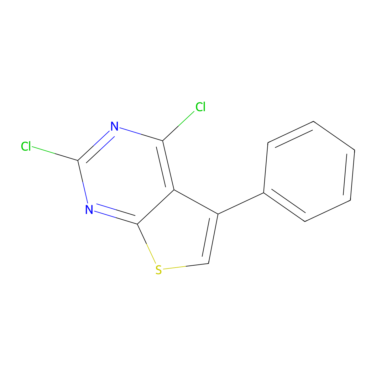 2,4-Dichloro-5-phenylthieno(2,3-d)pyrimidine molecular structure, CAS 76872-27-0