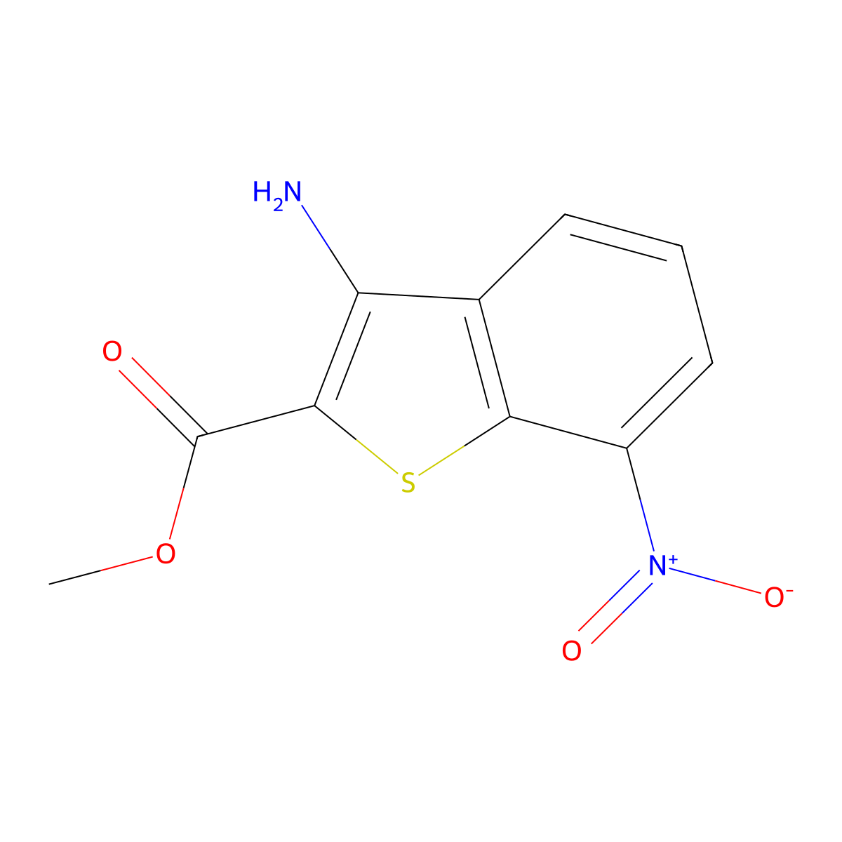 Methyl 3-amino-7-nitro-1-benzothiophene-2-carboxylate molecular structure, CAS 76878-17-6