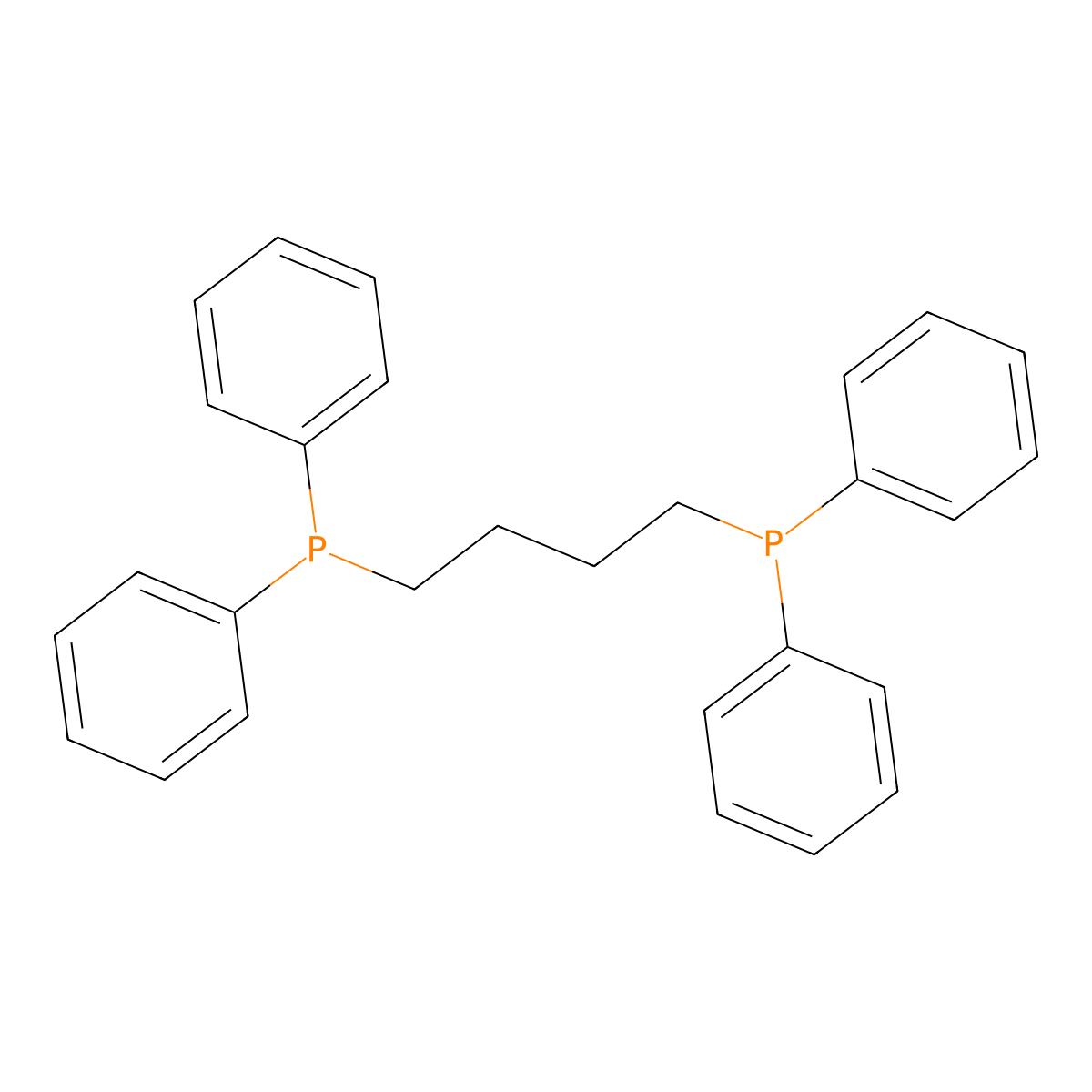 1,4-Bis(diphenylphosphino)butane molecular structure, CAS 7688-25-7