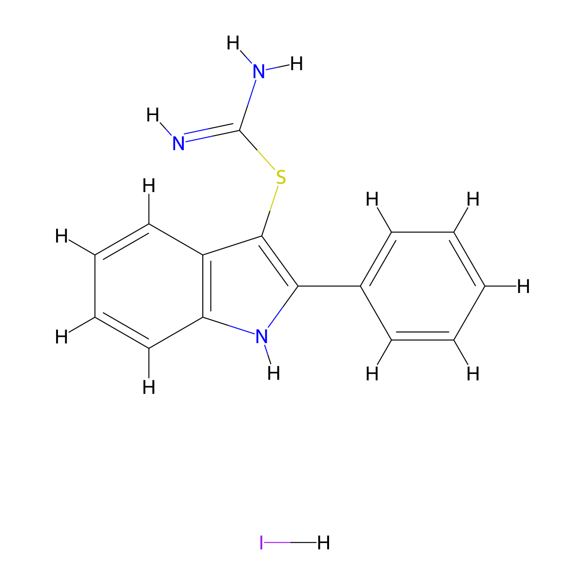 2-Phenyl-1H-indol-3-yl imidothiocarbamate hydroiodide molecular structure, CAS 76880-62-1