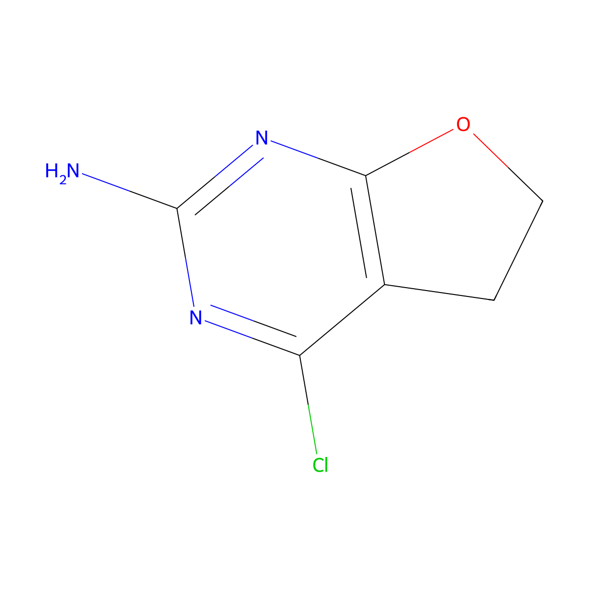 4-chloro-5H,6H-furo[2,3-d]pyrimidin-2-amine molecular structure, CAS 76881-47-5