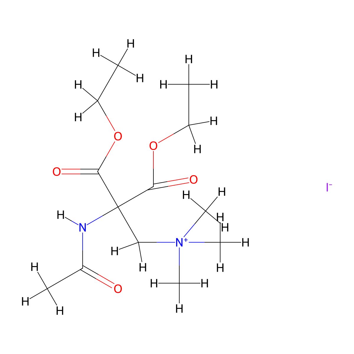 (2-Acetamido-2,2-dicarboxyethyl)trimethylammonium Iodide Diethyl Ester molecular structure, CAS 7689-61-4
