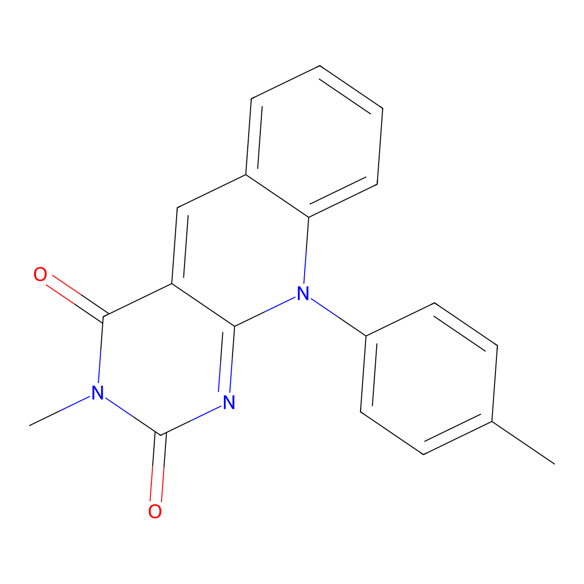3-Methyl-10-(4-methylphenyl)pyrimido[4,5-b]quinoline-2,4-dione molecular structure, CAS 76896-48-5