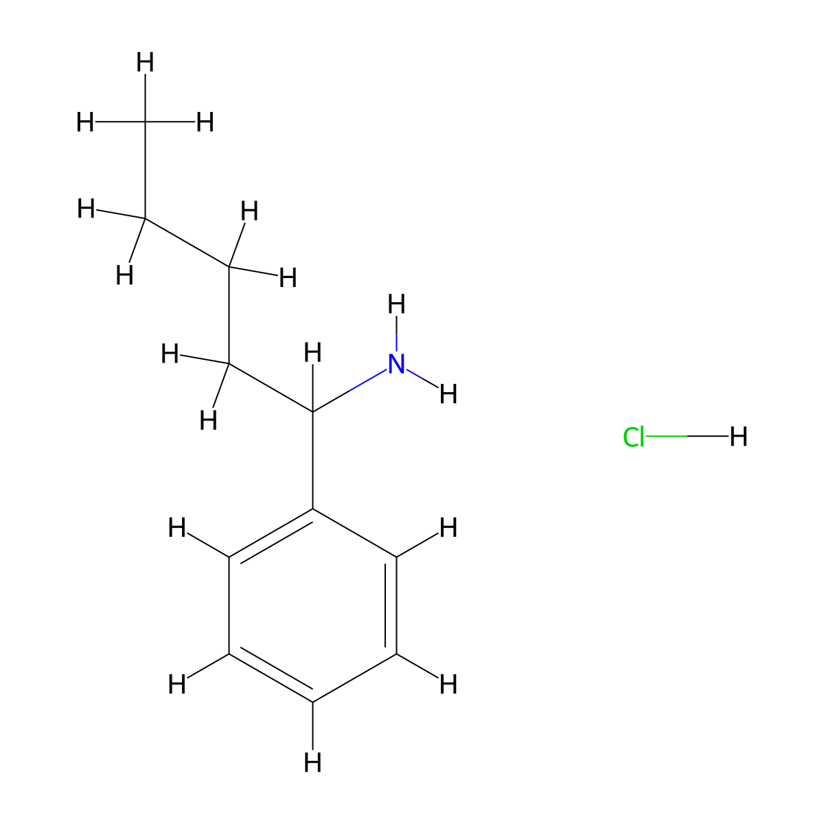 1-Phenylpentan-1-amine hydrochloride molecular structure, CAS 76897-06-8