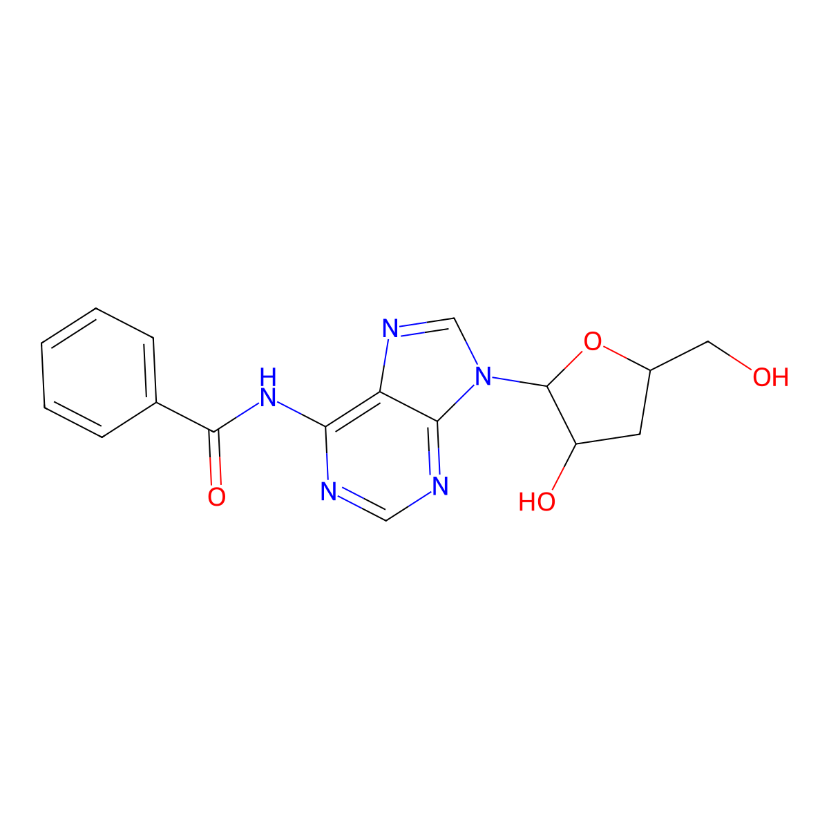 N6-Benzoyl-3'-deoxyadenosine molecular structure, CAS 76902-49-3