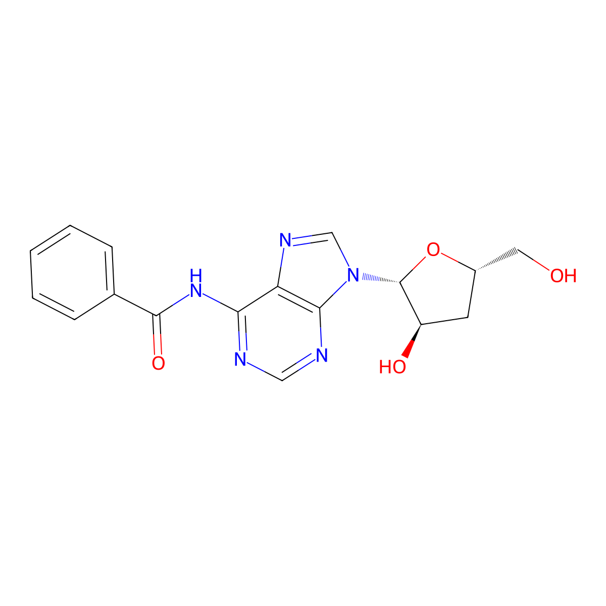 N6-Benzoyl-3'-deoxyadenosine molecular structure, CAS 76902-49-3