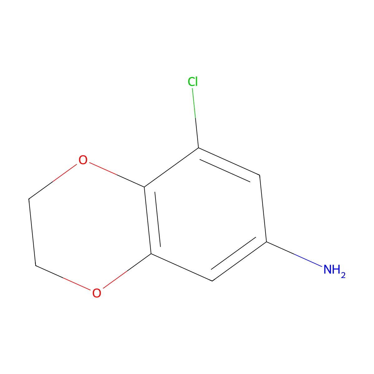 8-Chloro-2,3-dihydro-1,4-benzodioxin-6-amine molecular structure, CAS 769073-83-8