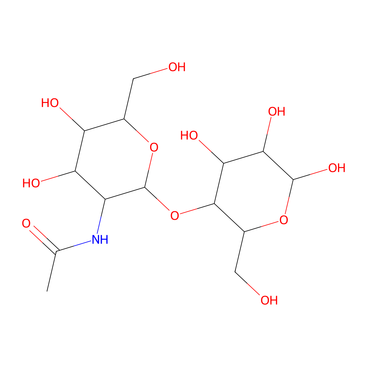4-O-(2-Acetamido-2-deoxy-alpha-D-glucopyranosyl)-D-galactopyranose molecular structure, CAS 76909-76-7