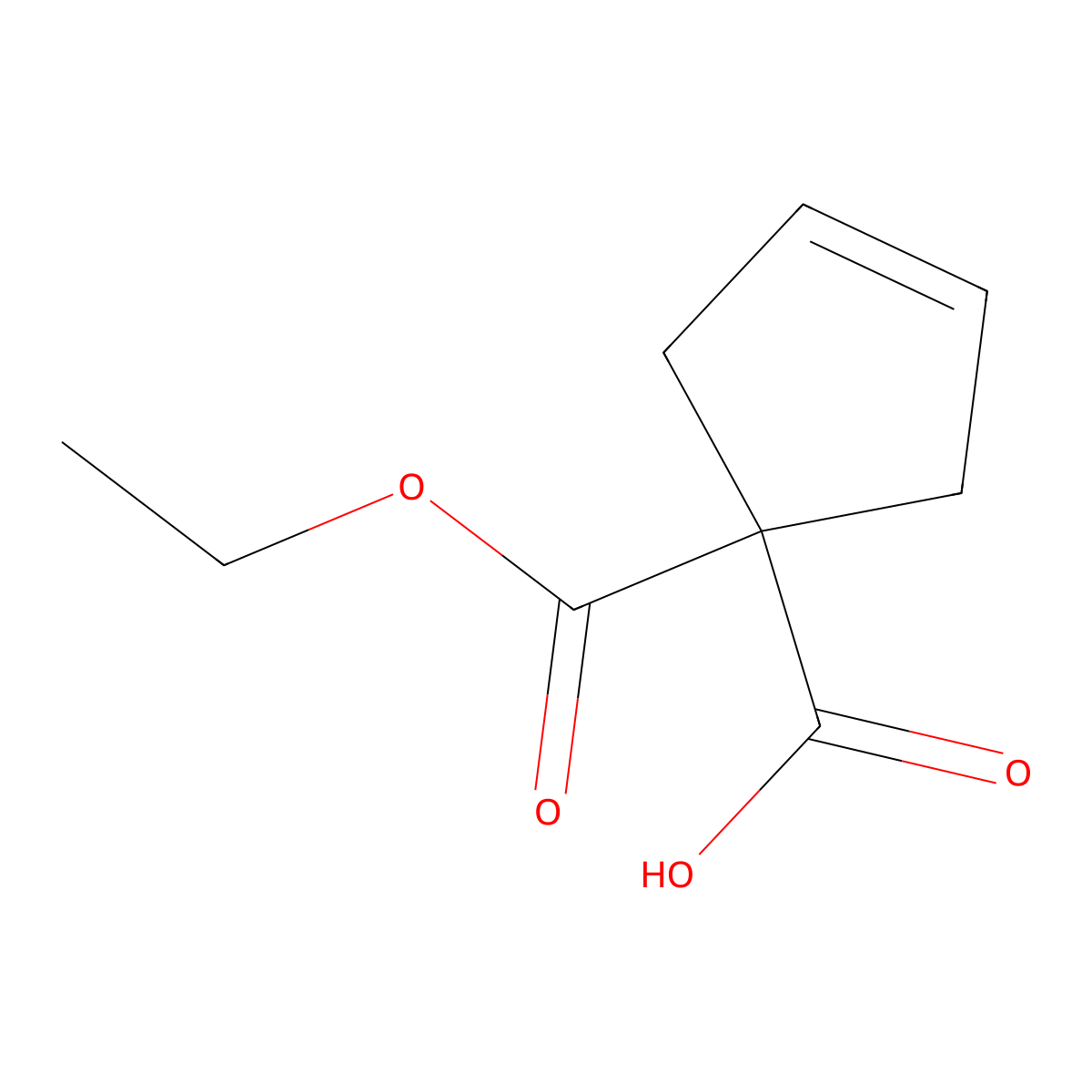 1-(Ethoxycarbonyl)cyclopent-3-ene-1-carboxylic acid molecular structure, CAS 76910-08-2