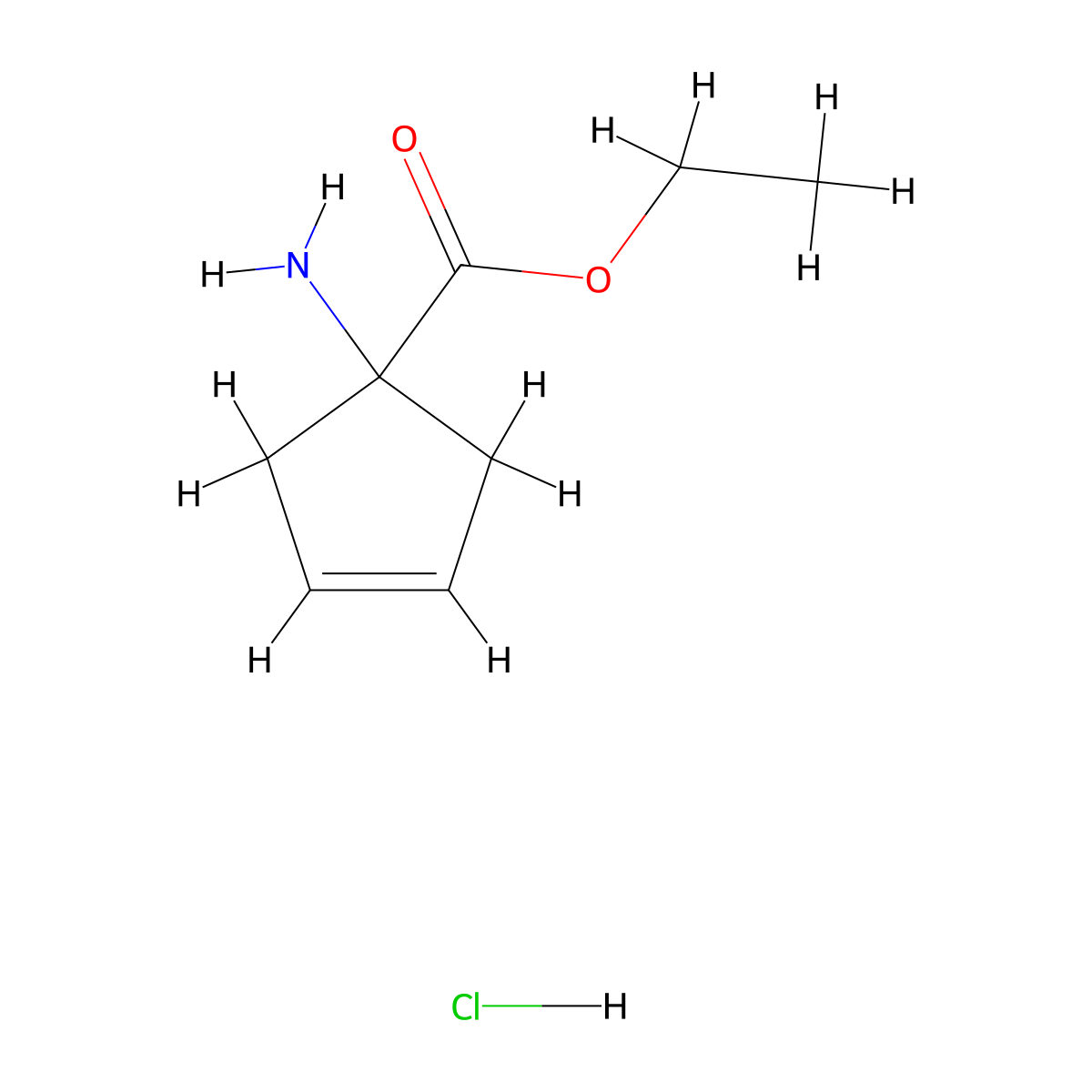 Ethyl 1-aminocyclopent-3-ene-1-carboxylate hydrochloride molecular structure, CAS 76910-10-6