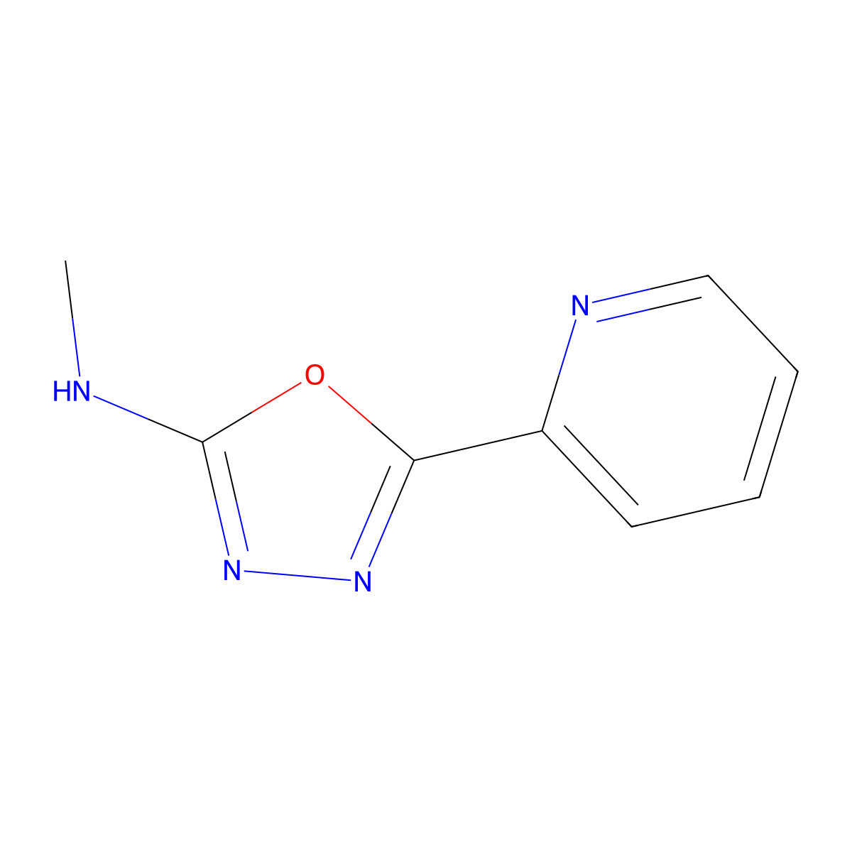 N-methyl-5-(pyridin-2-yl)-1,3,4-oxadiazol-2-amine molecular structure, CAS 769112-73-4