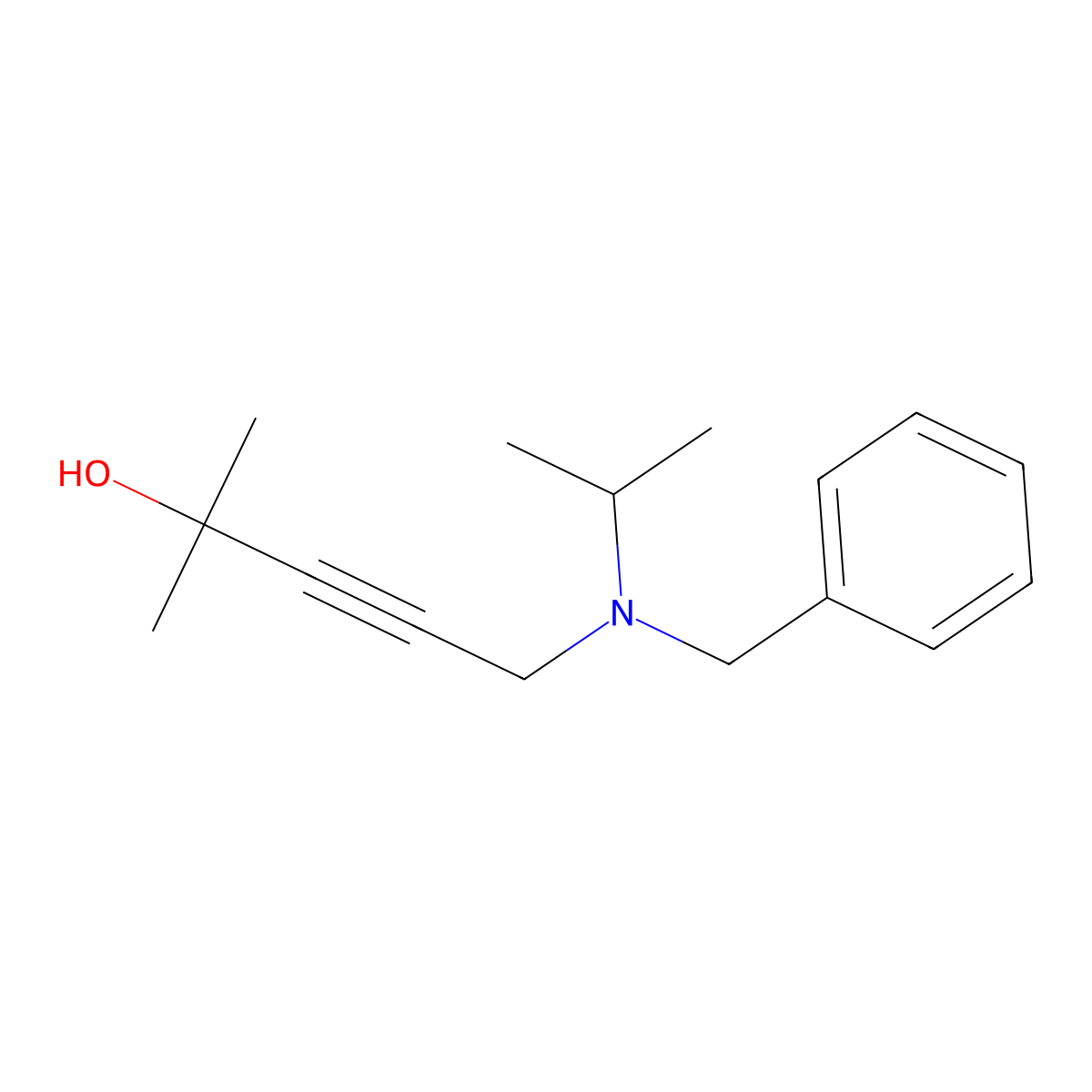 5-[Benzyl(isopropyl)amino]-2-methyl-3-pentyn-2-ol molecular structure, CAS 769113-94-2