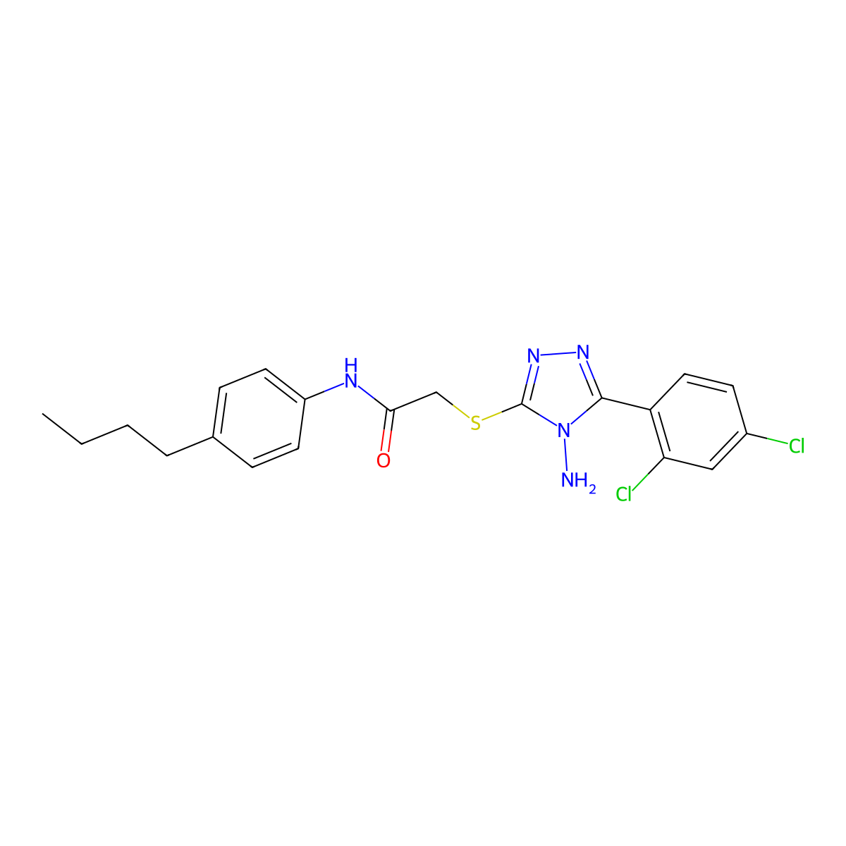 2-[4-amino-5-(2,4-dichlorophenyl)(1,2,4-triazol-3-ylthio)]-N-(4-butylphenyl)ac etamide molecular structure, CAS 769132-95-8