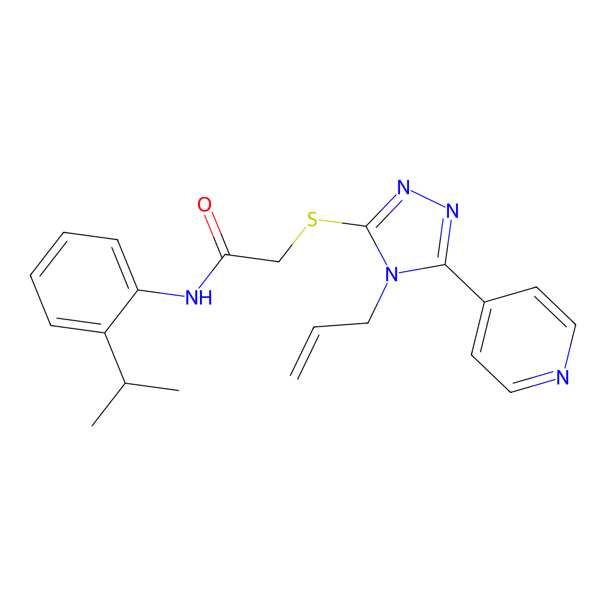 N-[2-(propan-2-yl)phenyl]-2-{[4-(prop-2-en-1-yl)-5-(pyridin-4-yl)-4H-1,2,4-triazol-3-yl]sulfanyl}acetamide molecular structure, CAS 769133-02-0