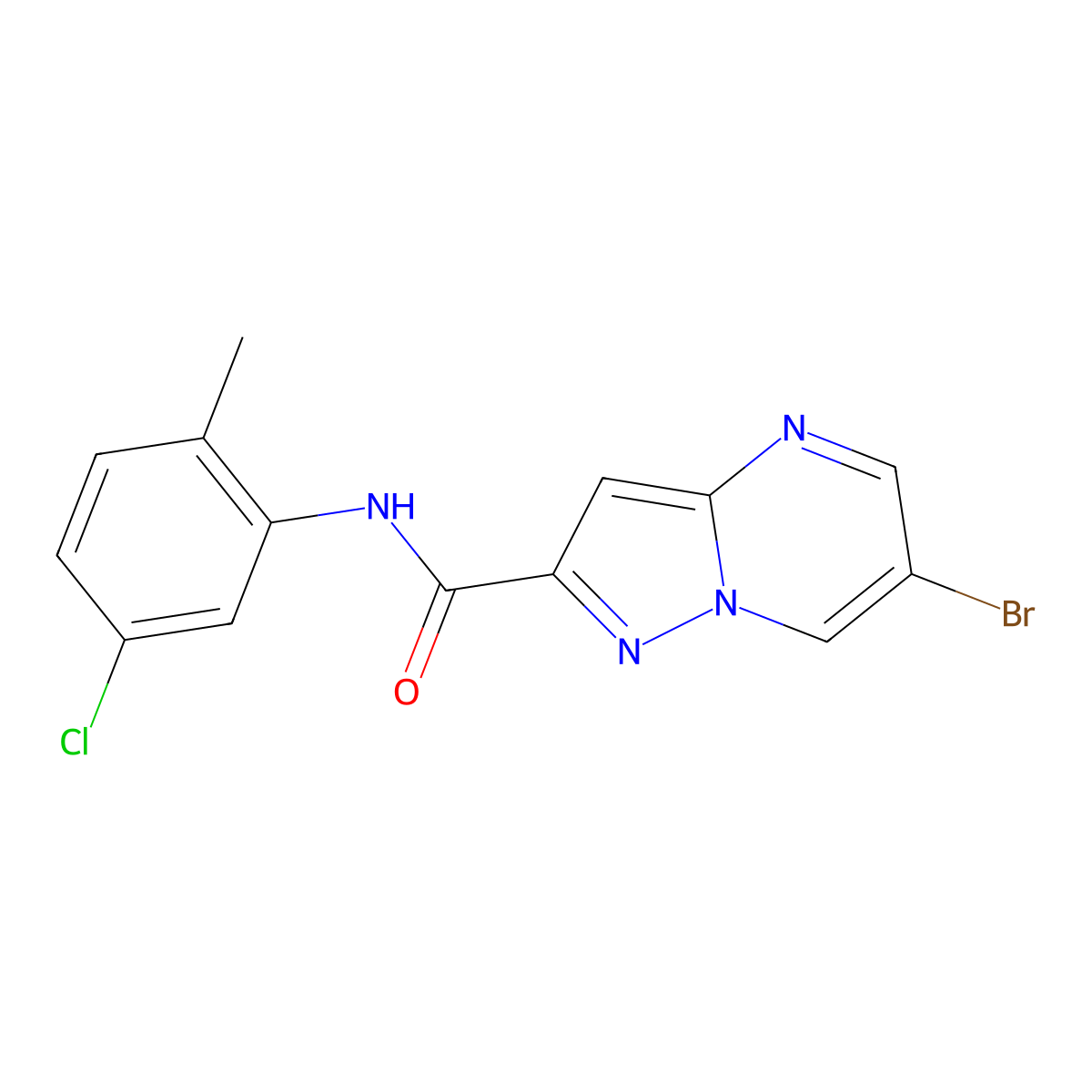 6-bromo-N-(5-chloro-2-methylphenyl)pyrazolo[1,5-a]pyrimidine-2-carboxamide molecular structure, CAS 769133-09-7