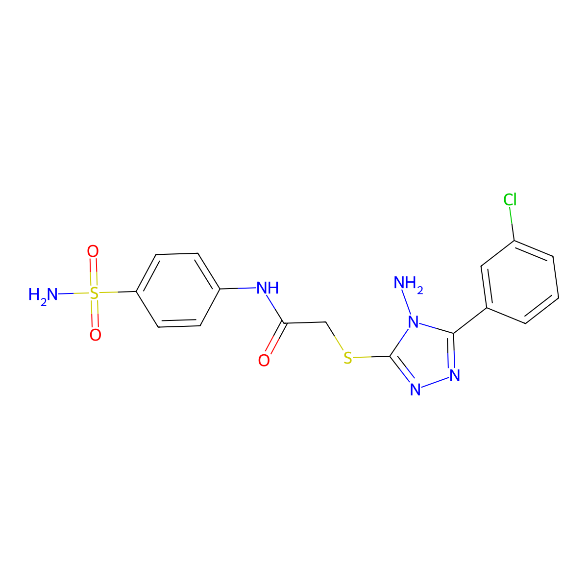 2-[4-amino-5-(3-chlorophenyl)(1,2,4-triazol-3-ylthio)]-N-(4-sulfamoylphenyl)ac etamide molecular structure, CAS 769138-73-0