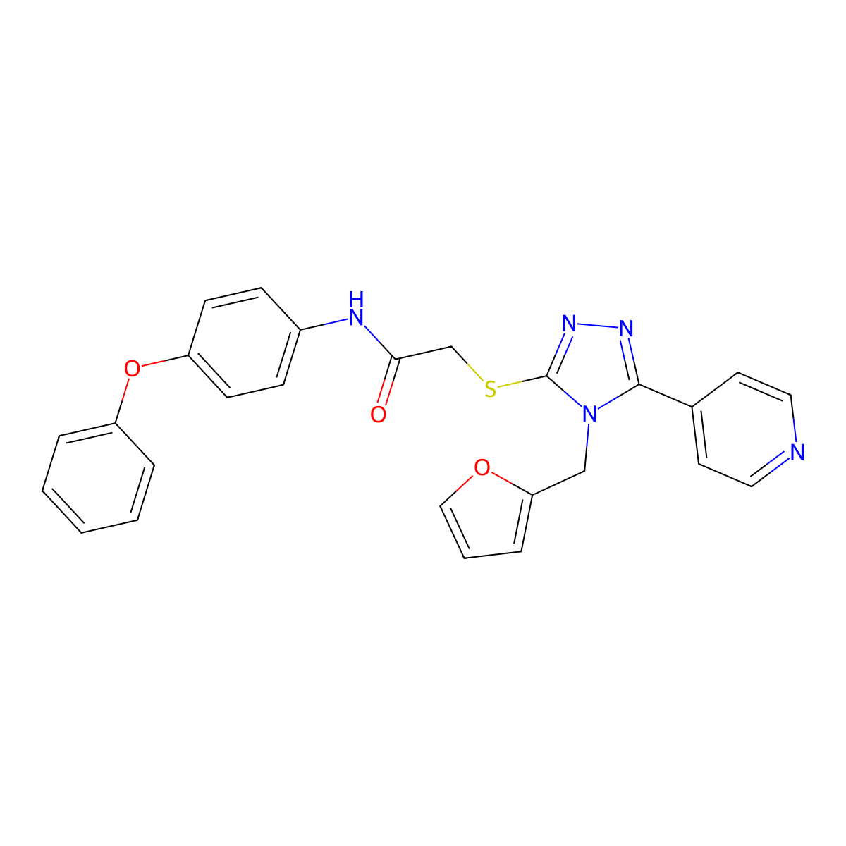 2-{[4-(furan-2-ylmethyl)-5-(pyridin-4-yl)-4H-1,2,4-triazol-3-yl]sulfanyl}-N-(4-phenoxyphenyl)acetamide molecular structure, CAS 769138-84-3