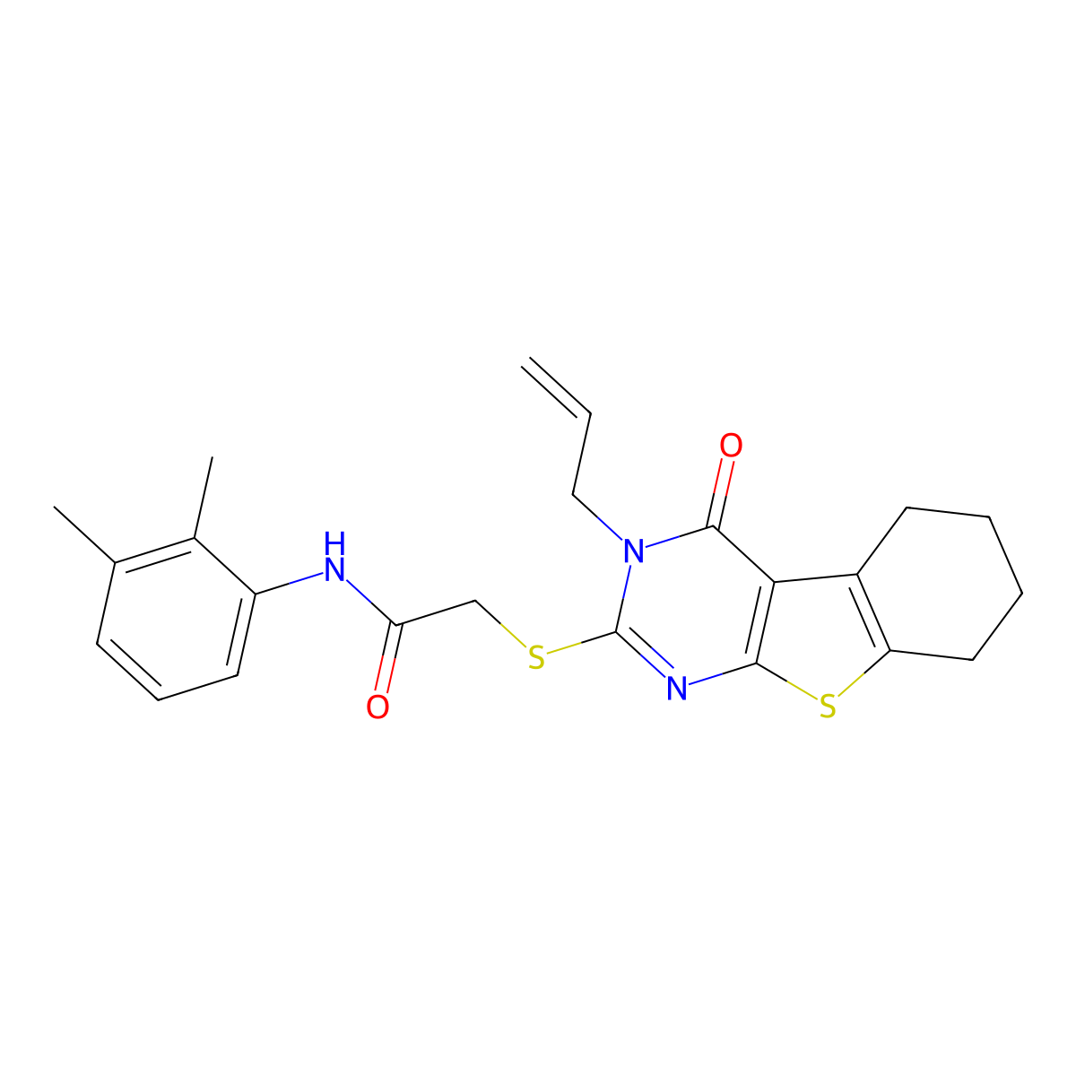 N-(2,3-dimethylphenyl)-2-(4-oxo-3-prop-2-enyl(3,5,6,7,8-pentahydrobenzo[b]thio pheno[2,3-d]pyrimidin-2-ylthio))acetamide molecular structure, CAS 769139-61-9