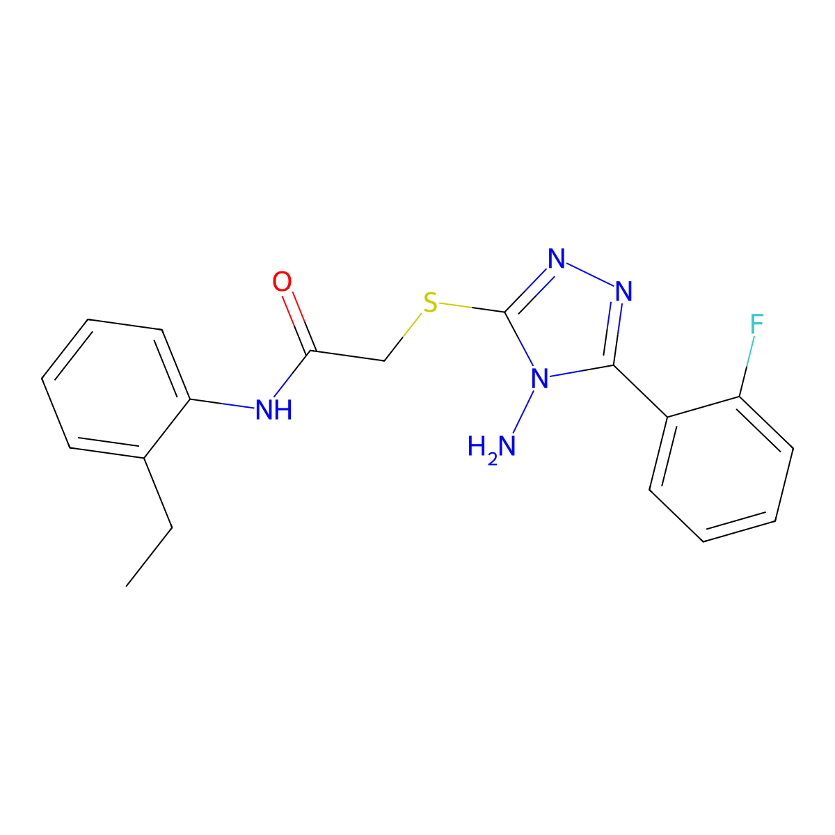 2-[4-amino-5-(2-fluorophenyl)(1,2,4-triazol-3-ylthio)]-N-(2-ethylphenyl)acetam ide molecular structure, CAS 769144-72-1