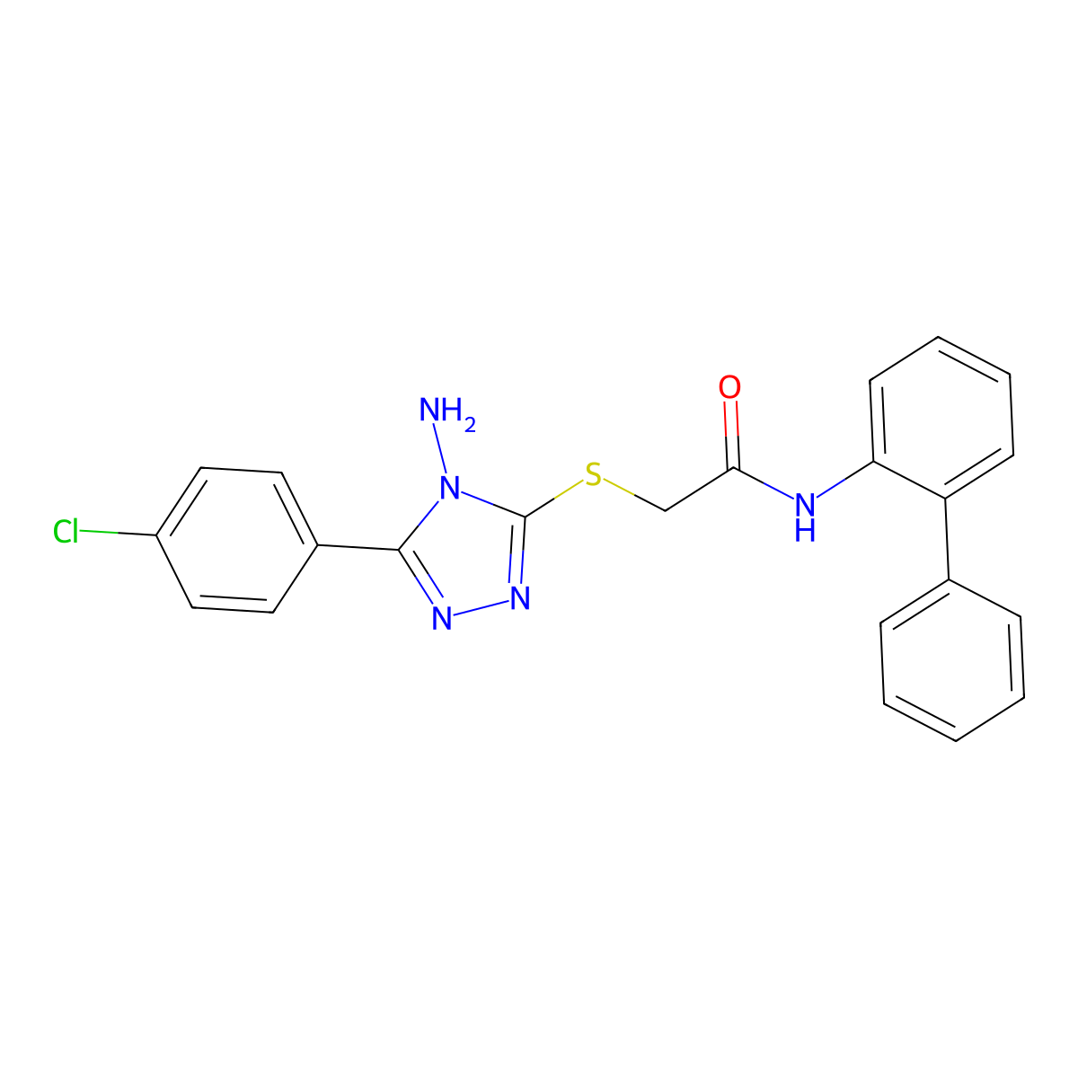 2-{[4-amino-5-(4-chlorophenyl)-4H-1,2,4-triazol-3-yl]sulfanyl}-N-(biphenyl-2-yl)acetamide molecular structure, CAS 769145-65-5