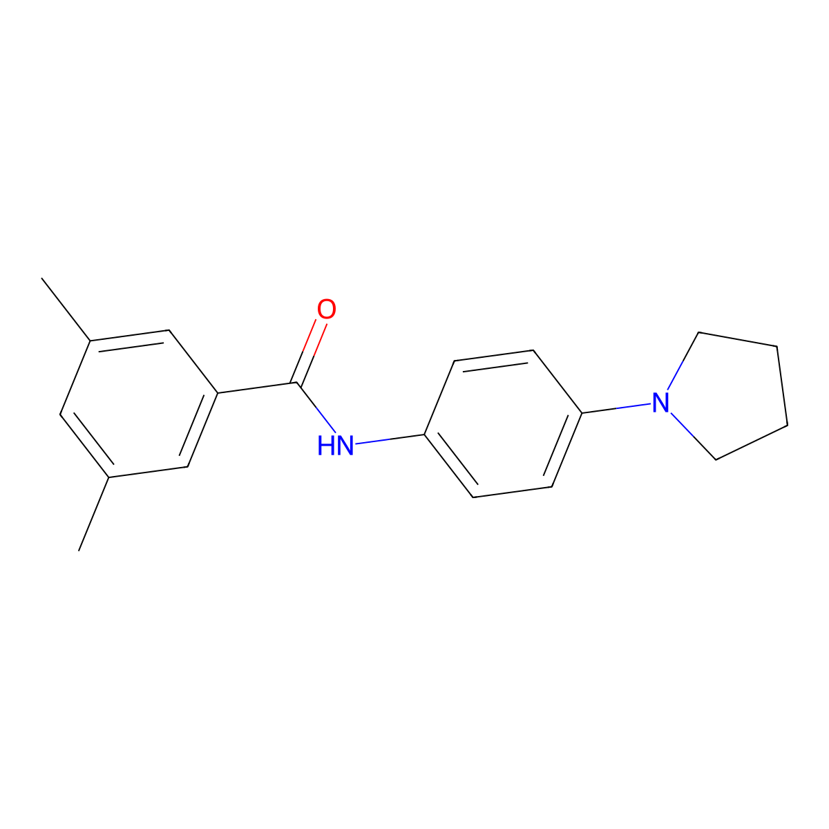 3,5-dimethyl-N-(4-pyrrolidin-1-ylphenyl)benzamide molecular structure, CAS 769146-18-1