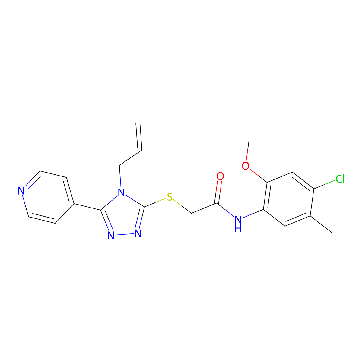 N-(4-chloro-2-methoxy-5-methylphenyl)-2-{[4-(prop-2-en-1-yl)-5-(pyridin-4-yl)-4H-1,2,4-triazol-3-yl]sulfanyl}acetamide molecular structure, CAS 769154-57-6