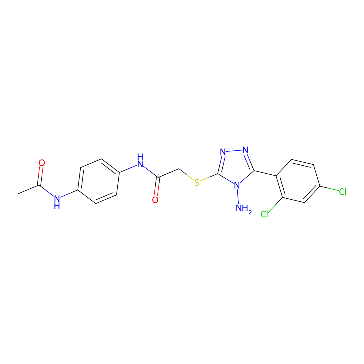 N-[4-(acetylamino)phenyl]-2-{[4-amino-5-(2,4-dichlorophenyl)-4H-1,2,4-triazol-3-yl]sulfanyl}acetamide molecular structure, CAS 769156-07-2