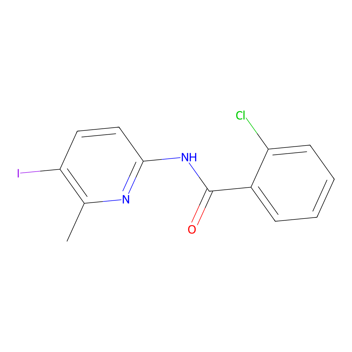 2-chloro-N-(5-iodo-6-methyl-2-pyridinyl)benzamide molecular structure, CAS 769156-58-3