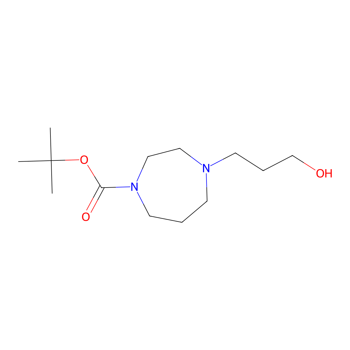 Tert-butyl 4-(3-hydroxypropyl)-1,4-diazepane-1-carboxylate molecular structure, CAS 769157-30-4