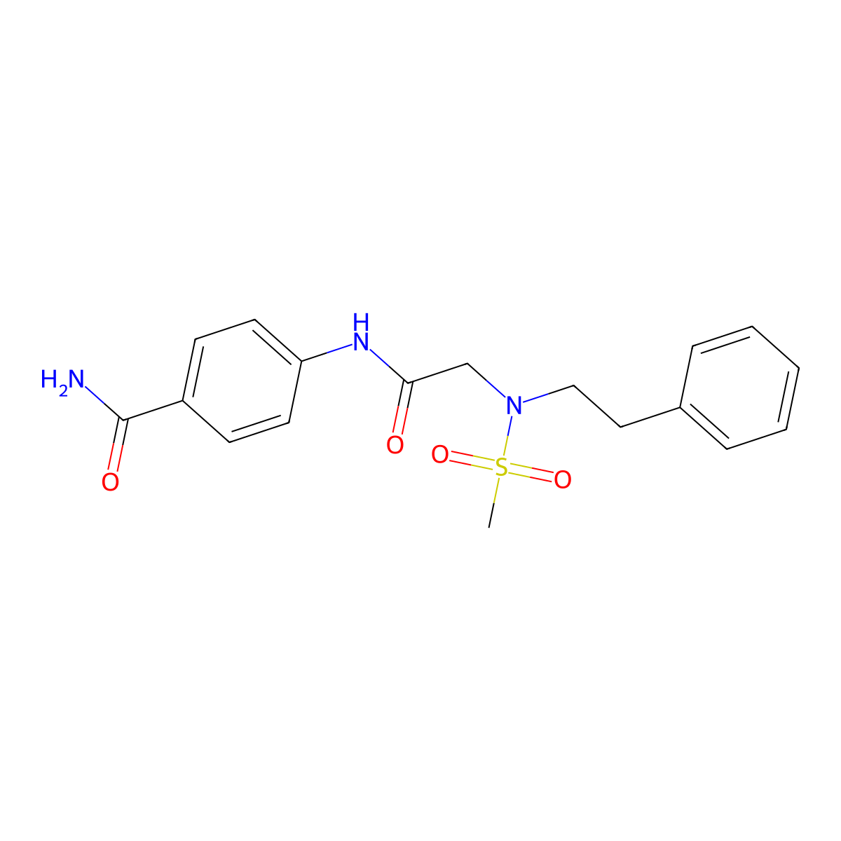 4-{[N-(methylsulfonyl)-N-(2-phenylethyl)glycyl]amino}benzamide molecular structure, CAS 769160-60-3