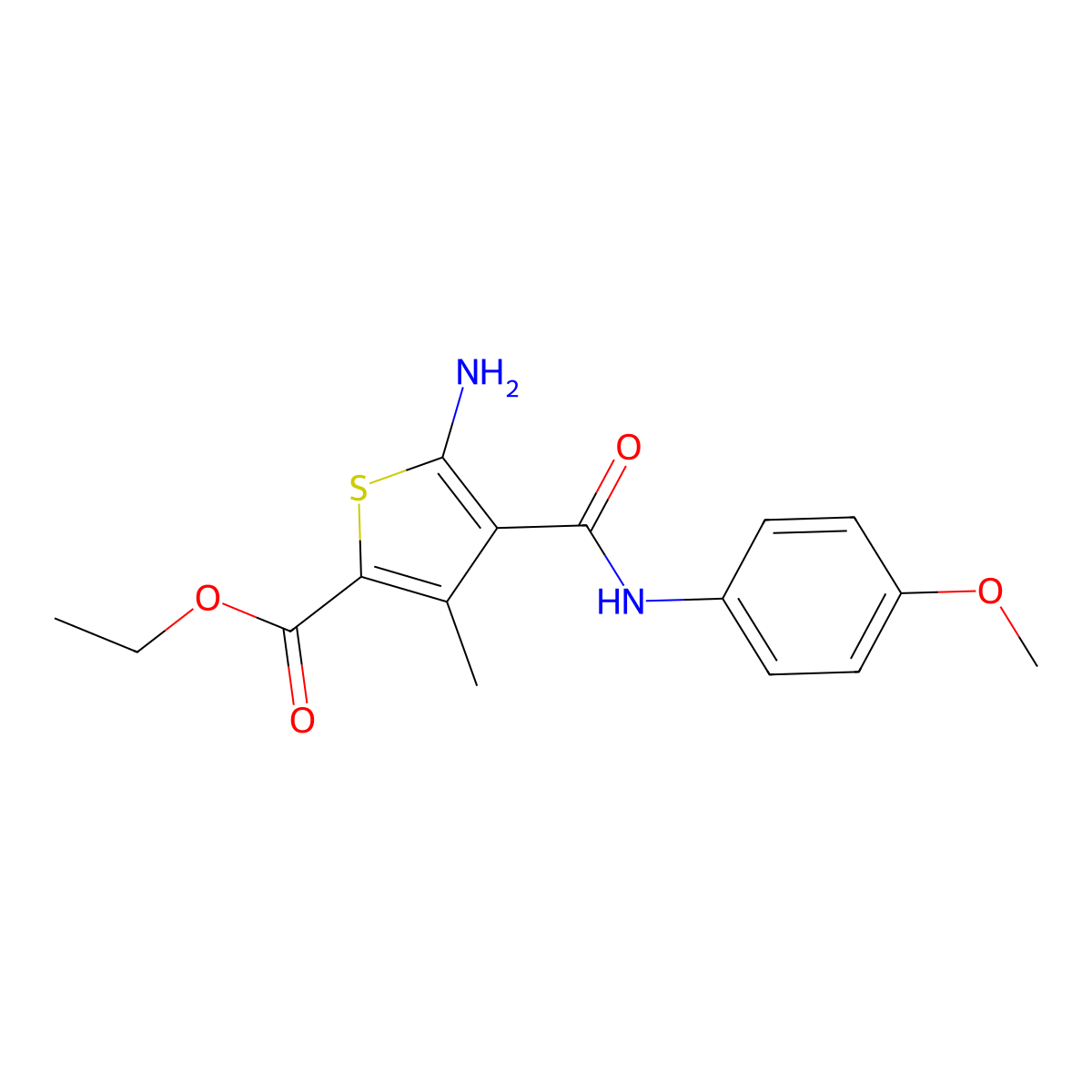 Ethyl 5-amino-4-[(4-methoxyphenyl)carbamoyl]-3-methylthiophene-2-carboxylate molecular structure, CAS 769161-98-0