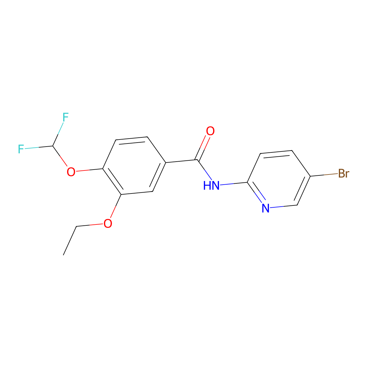 N-(5-bromopyridin-2-yl)-4-(difluoromethoxy)-3-ethoxybenzamide molecular structure, CAS 769162-16-5
