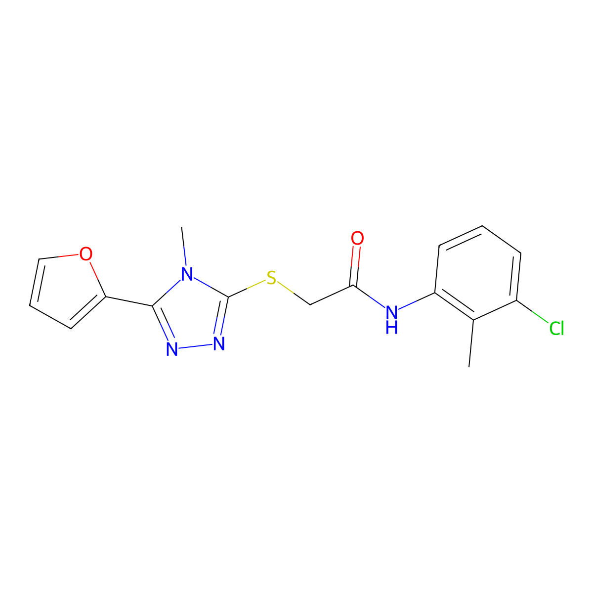 N-(3-chloro-2-methylphenyl)-2-{[5-(furan-2-yl)-4-methyl-4H-1,2,4-triazol-3-yl]sulfanyl}acetamide molecular structure, CAS 769162-31-4