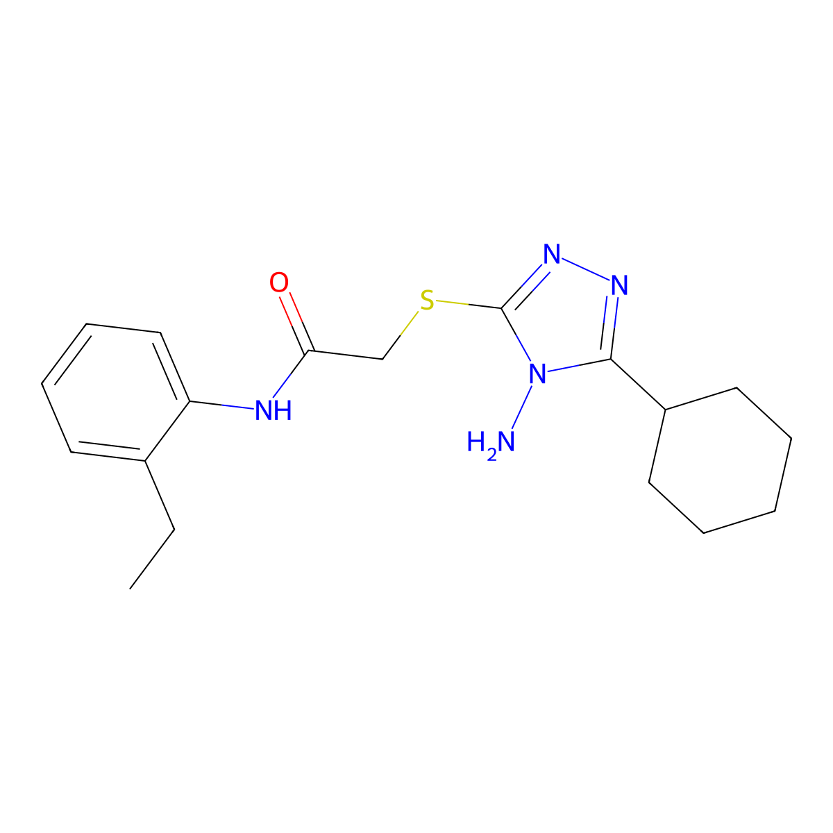 2-[(4-amino-5-cyclohexyl-1,2,4-triazol-3-yl)sulfanyl]-N-(2-ethylphenyl)acetamide molecular structure, CAS 769164-82-1