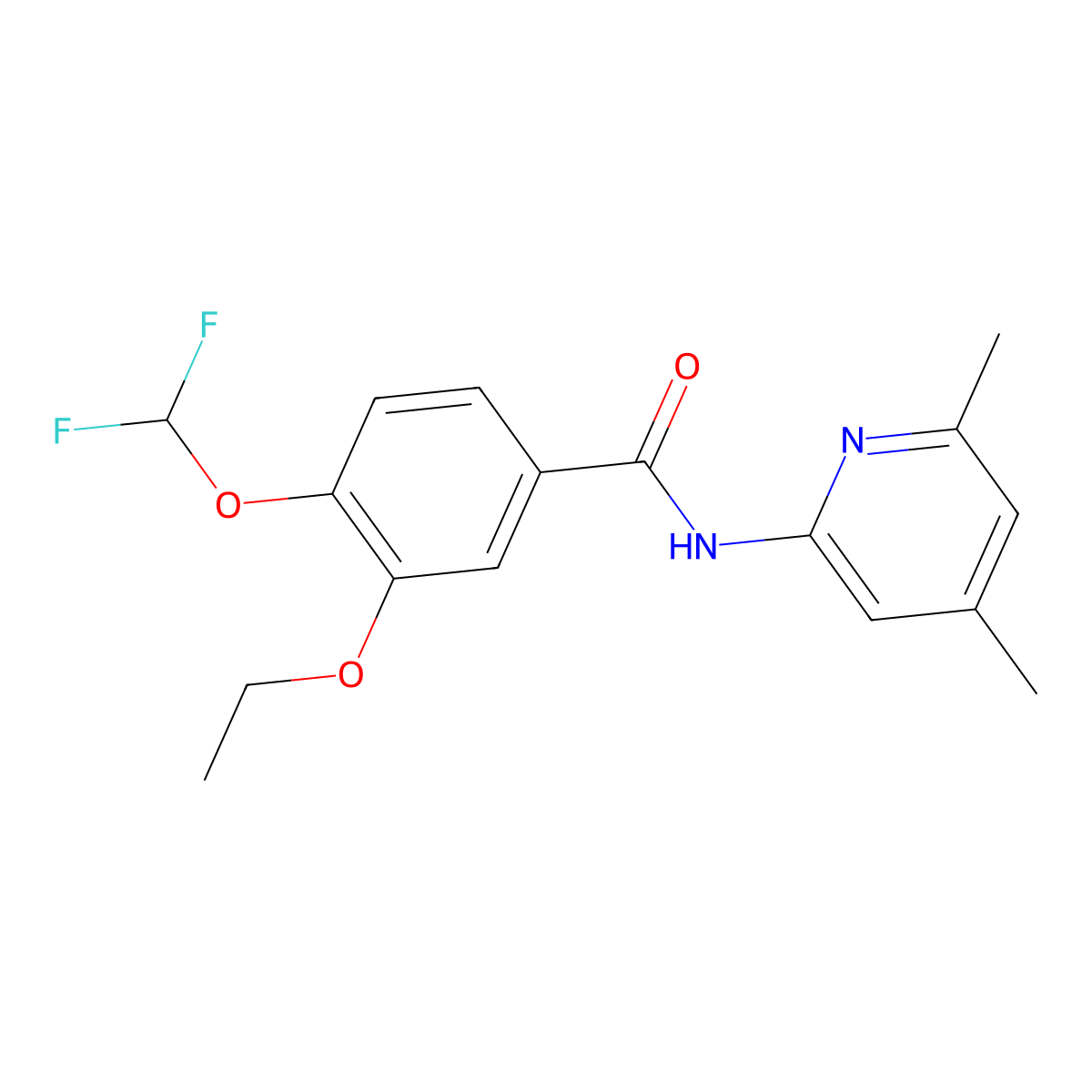 4-(difluoromethoxy)-N-(4,6-dimethylpyridin-2-yl)-3-ethoxybenzamide molecular structure, CAS 769166-10-1