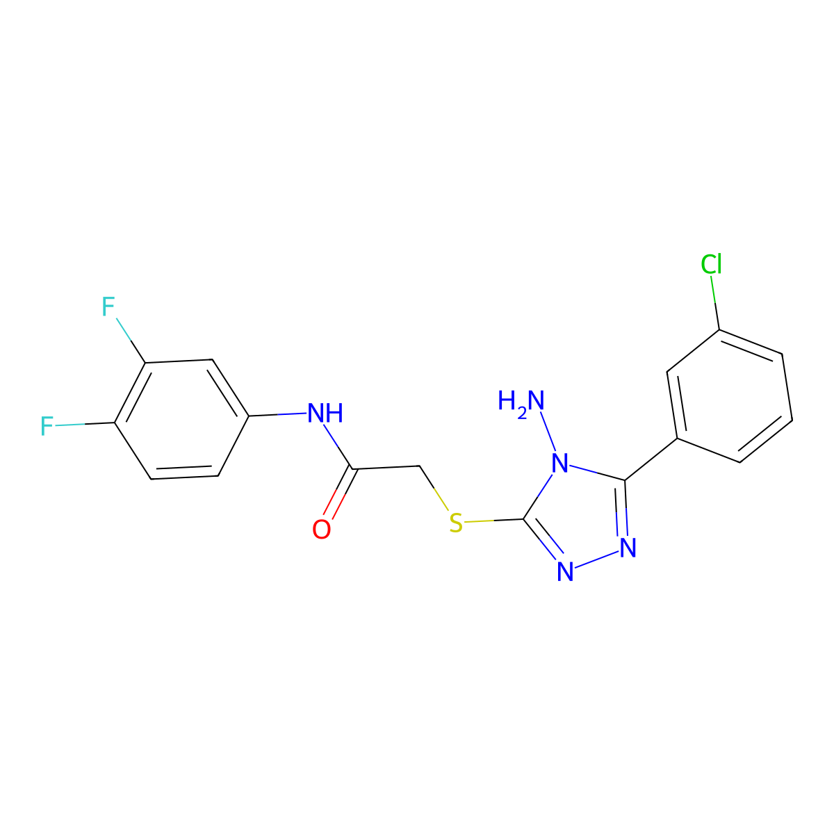 2-{[4-amino-5-(3-chlorophenyl)-4H-1,2,4-triazol-3-yl]sulfanyl}-N-(3,4-difluorophenyl)acetamide molecular structure, CAS 769166-15-6