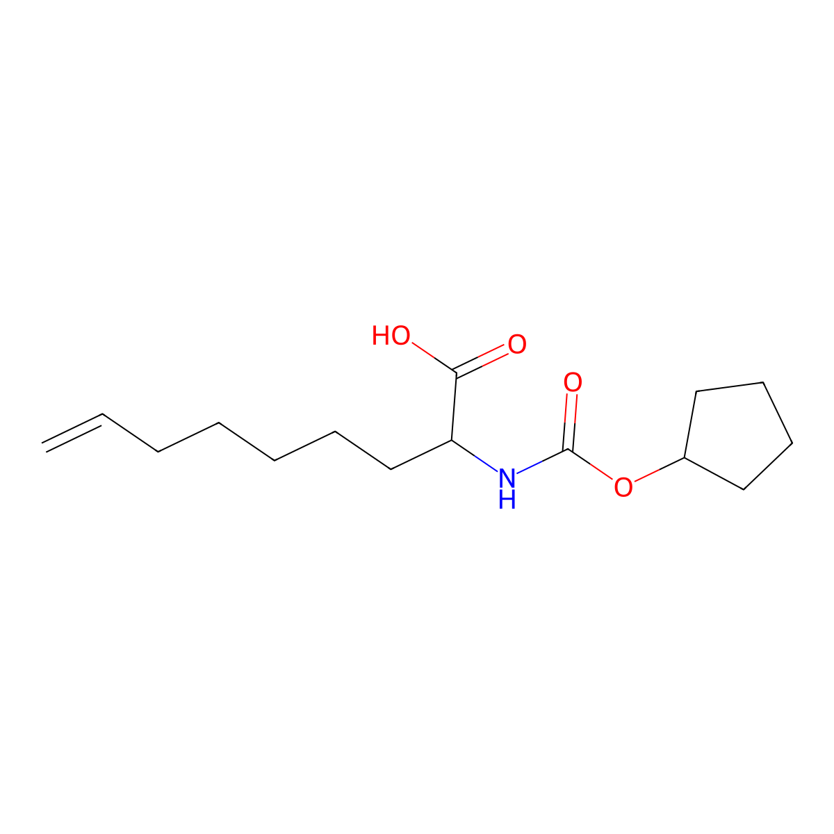(S)-2-Cyclopentyloxycarbonylamino-non-8-enoic acid molecular structure, CAS 769167-55-7