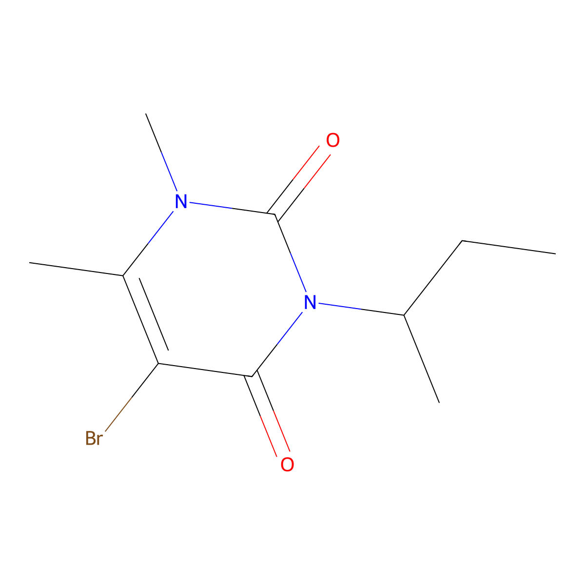 Uracil, 5-bromo-3-sec-butyl-1,6-dimethyl- molecular structure, CAS 7692-45-7