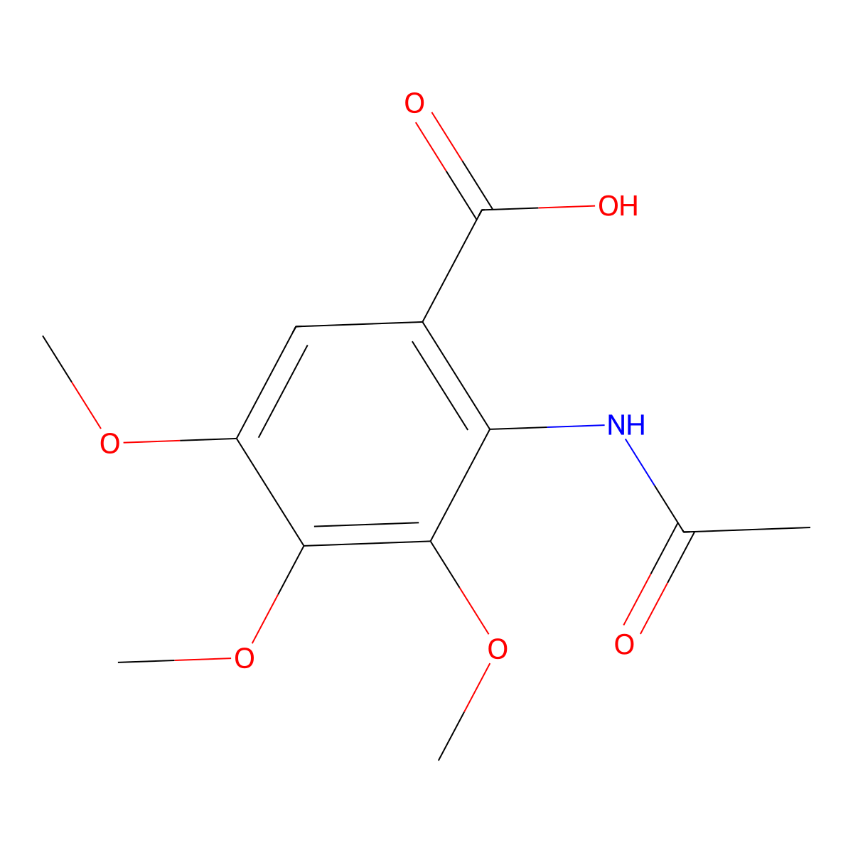 2-Acetamido-3,4,5-trimethoxybenzoic acid molecular structure, CAS 7692-69-5