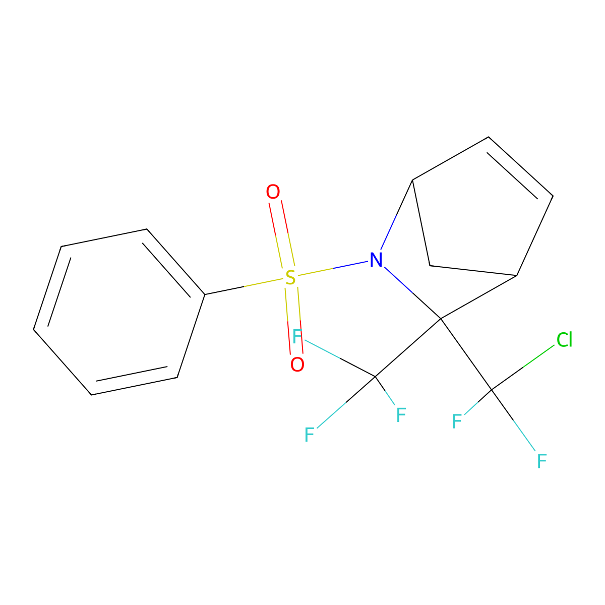 3-[Chloro(difluoro)methyl]-2-(phenylsulfonyl)-3-(trifluoromethyl)-2-azabicyclo[2.2.1]hept-5-ene molecular structure, CAS 76920-56-4