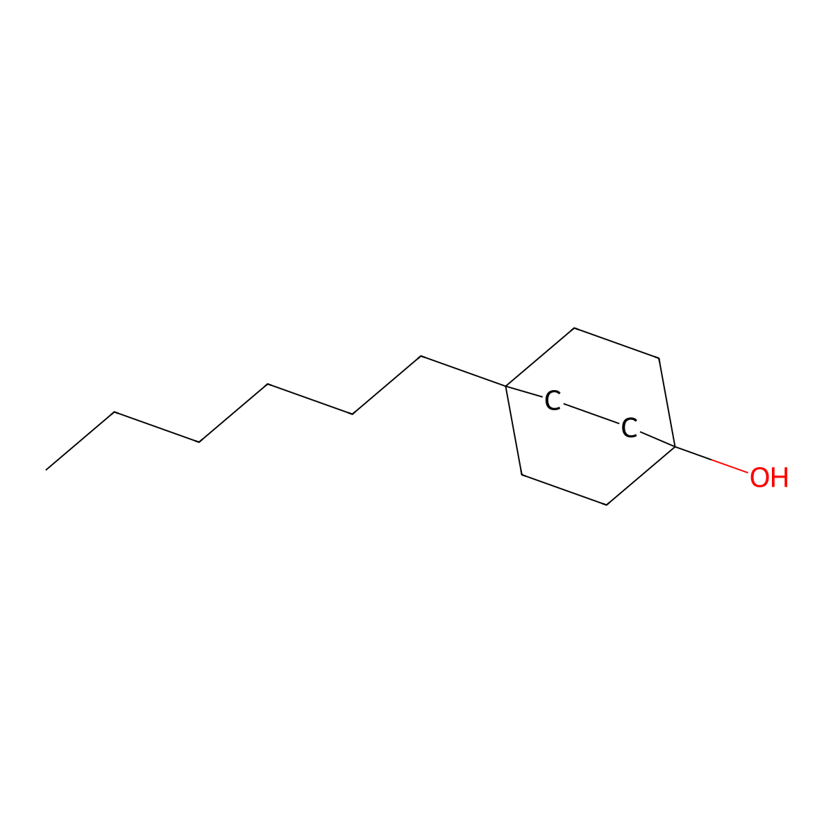 4-Hexylbicyclo[2.2.2]octan-1-OL molecular structure, CAS 76921-52-3