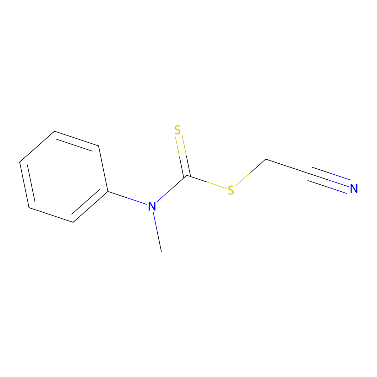 Cyanomethyl N-methyl-N-phenylcarbamodithioate molecular structure, CAS 76926-16-4