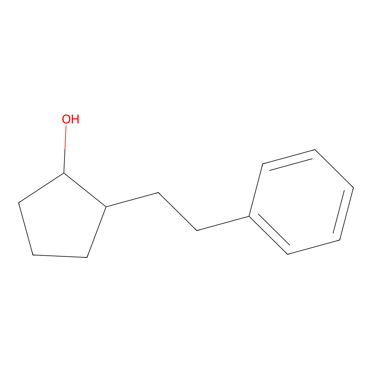 2-(2-Phenylethyl)cyclopentan-1-ol molecular structure, CAS 76928-28-4