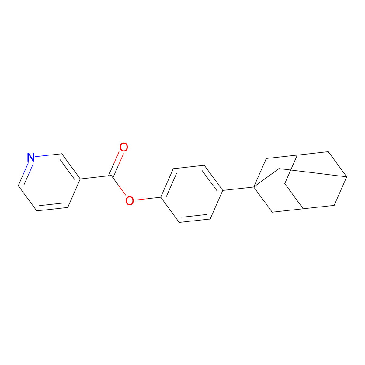 3-Pyridinecarboxylic acid, 4-tricyclo(3.3.1.1(sup 3,7))dec-1-ylphenyl ester molecular structure, CAS 76928-29-5