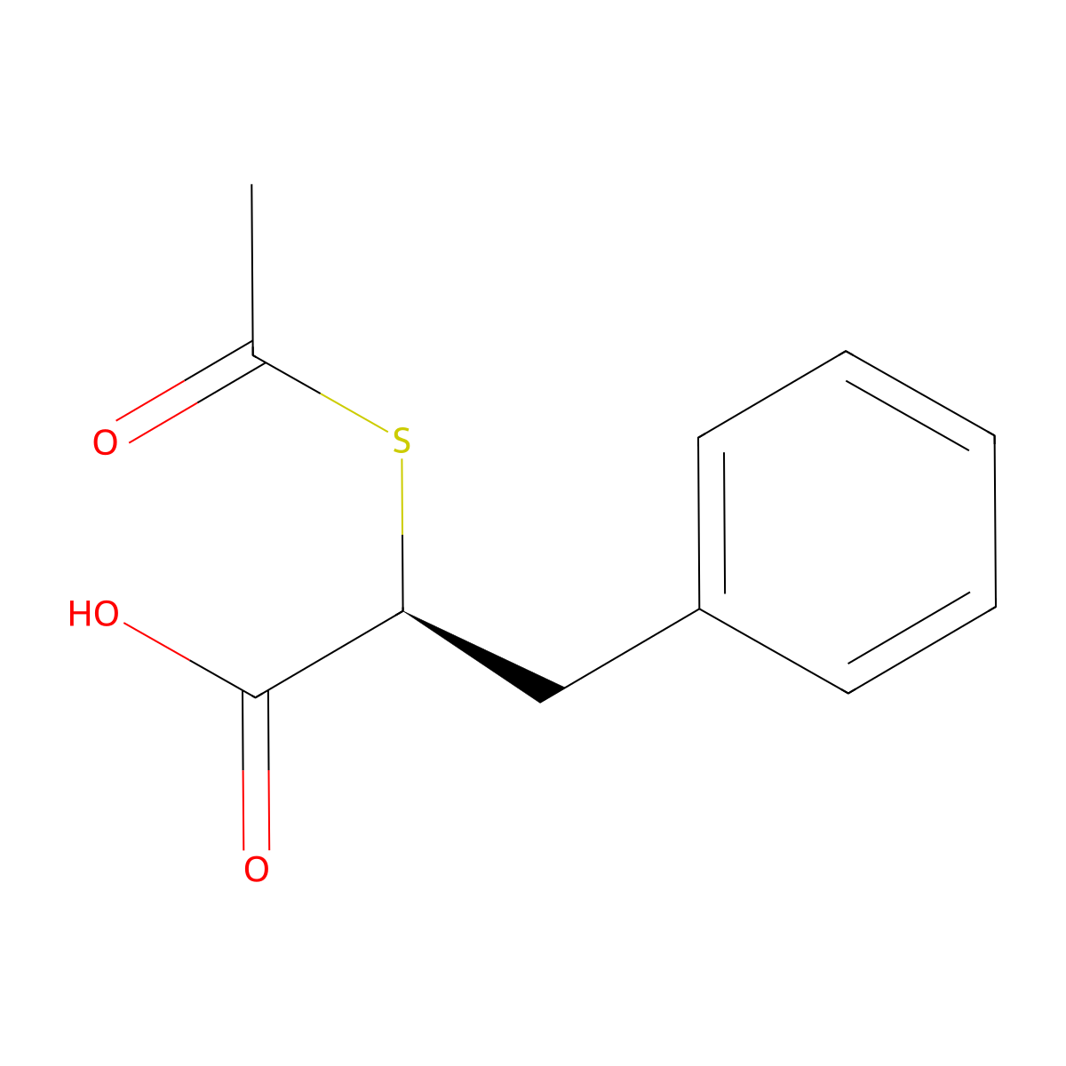 (S)-2-acetylthio-3-phenylpropanoic acid molecular structure, CAS 76932-17-7