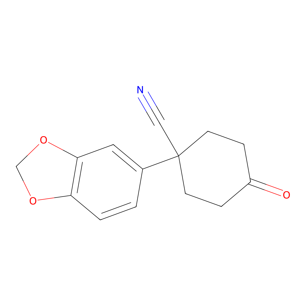 4-Cyano-4-(3,4-methylenedioxyphenyl)cyclohexanone molecular structure, CAS 76934-82-2