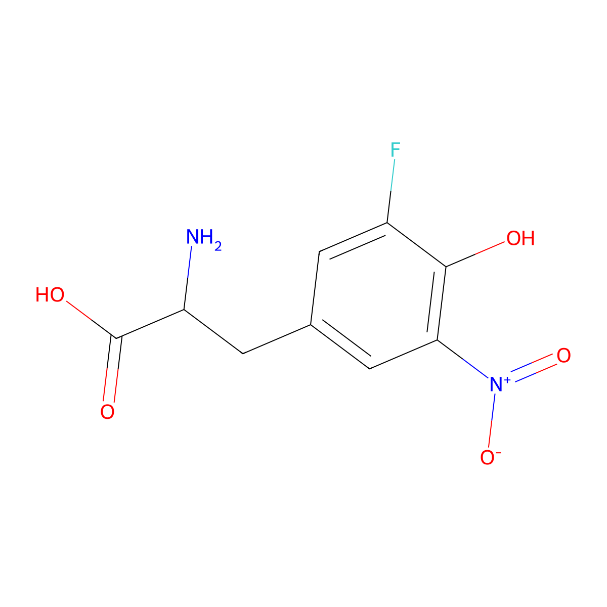 2-Amino-3-(3-fluoro-4-hydroxy-5-nitrophenyl)propanoic acid molecular structure, CAS 76936-94-2